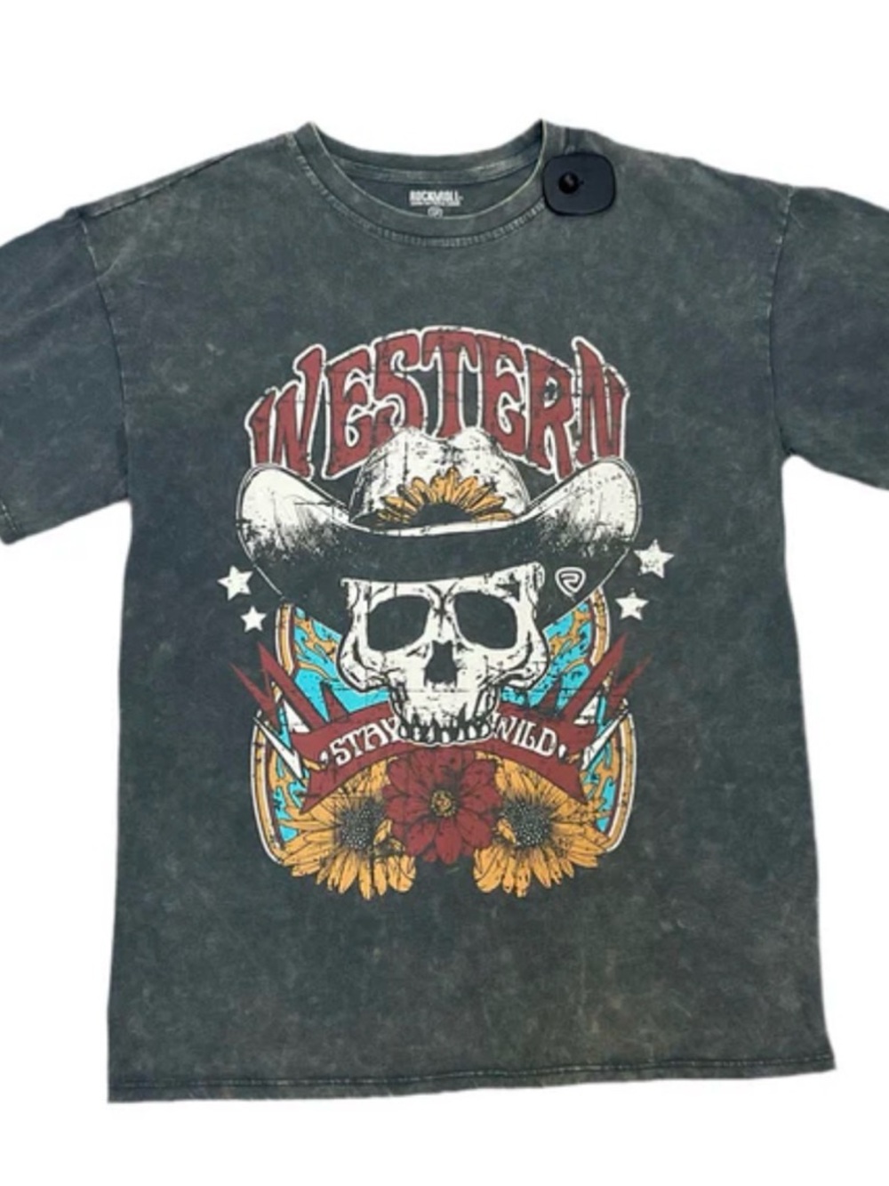 Rock Revival Women's Western Skull Graphic Tee - Charcoal